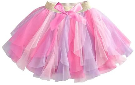 Girls Rainbow Bow Tutu – Light Fluffy Tulle Outfit Ballet Princess Skirt Infant-Toddler to Birthday Clothes Pk Bow 4T-7Y