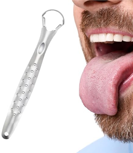 Raschietto per lingua in acciaio inox, efficace spazzola per la lingua, raschietto per la lingua, strumento igienico Orall adatto per la pulizia quotidiana della bocca e 'alito