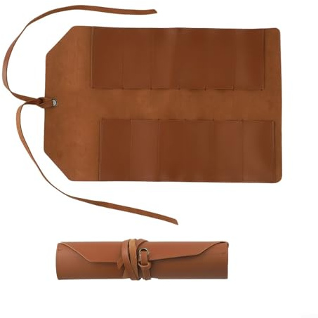 Functional Tool Roll Bag for Convenient Transport of Hardware Accessories (Brown)