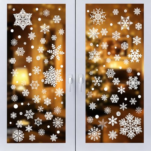 Nepfaivy Schneeflocken Fensterbilder Weihnachten Selbstklebend 296 Stück | Fensterdeko Weihnachten Wiederverwendbar, Fenstersticker Weihnachten Fensteraufkleber Winter für Fenster Weihnachten Deko