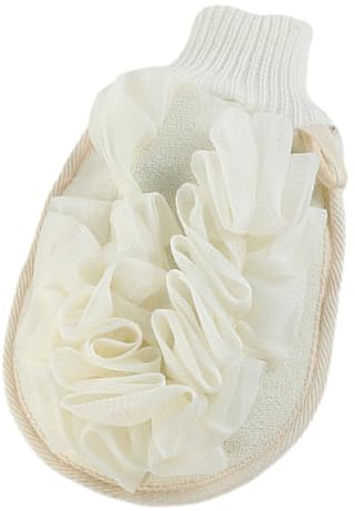 DECOMELODY Double-sided Exfoliating Mitt Shower Glove Made of Soft Flax Material for Gentle and Effective Back Scrubbing during Bathing and Exfoliating Treatments