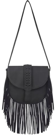 AdiStylinno Fransen-Umhängetasche für Damen, Vintage, Wildleder, Quaste, Crossboy-Tasche mit Reißverschluss, Retro, halbrund, Hobo-Tasche für Shopping, Reisen