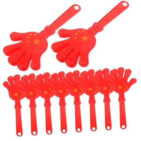 ARTSEWPLY 10pcs Red Flag Hand Clappers Party Props Lightweight Cheer Noise Makers for Sporting Events Birthdays Weddings and Festivals