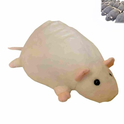 DabinFa Rat Plush Pillow, Soft Stuffed Animal Cushion with PP Cotton Filling, Cute Cartoon Rat Plush for Bed Sofa Room Decor (White,40cm)