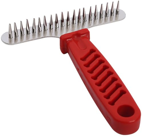 GLEAVI Peine para Perros Mango Ergonómico, Acero Inoxidable y Plástico Resistente, Rastrillo para Pelo de Mascotas Medianas y Grandes, Adecuado para Eliminar Enredos y Pelo Muerto
