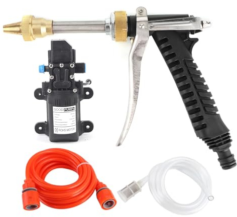 12V Portable 130PSI High Pressure Washer Water Pump Kit, Car Water Jet Cleaner with 80W DC Motor, High Pressure Spray Gun for Auto Cleaning, Garden and Household Use