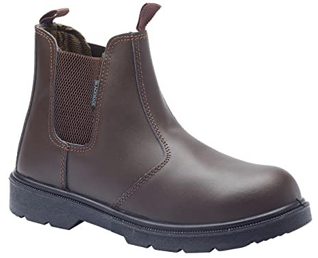 Blackrock Bottes de sécurité Dealer, embout en acier, bottes Chelsea, hommes, femmes, chaussures de sécurité, jardinage, marron, équitation, cour, chaussures à enfiler, légère
