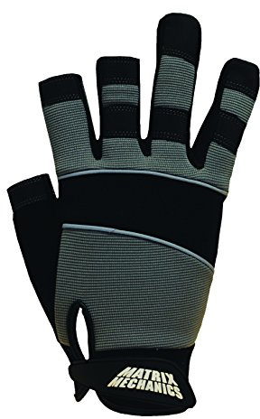 Polyco Mechanics Glove, Multi-Task 3, Part Fingered, Size 9, Black