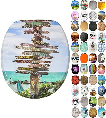 Sanilo WC Sitz mit Absenkautomatik, viele neue Toilettendeckel zur Auswahl, hochwertige Oberfläche, einfache Montage, stabile Scharniere (Key West)