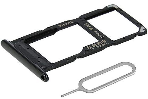 MMOBIEL DUAL SIM Card Slot Tray Holder Replacement Compatible with Huawei P smart 2019 - Incl. SIM Pin - Black