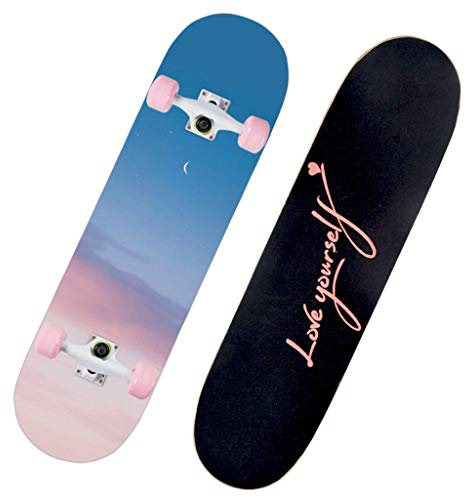 Lgan Skateboard Erwachsene, 31x8in Ahorn Longboard Kinder, Anfänger Skateboard Deck, Mädchen Pennyboard (Color : FF)