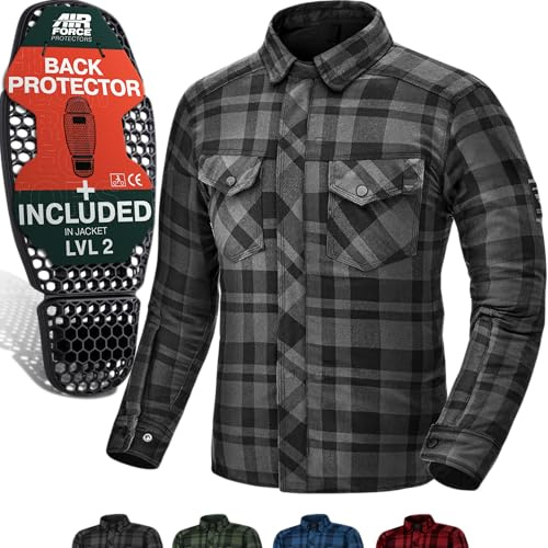 SHIMA RENEGADE MEN 2 Camisa Moto Hombre - Chaqueta Moto de Algodóncon con FiberQL - Aramida y capa de refrigeración, protectores CE, cremallera y cierre a presión (Negro, XL)