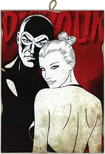 KUSTOM ART Quadro Stile Vintage Serie Personaggi Fumetti Italiani (il Re del Terrore) Stampa su Legno 10X15 cm.