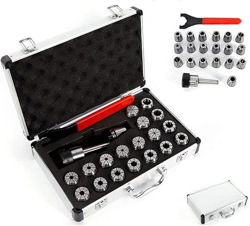 OITTo 21pcs ER32 Spring Collet Set Spring Steel Chuck Tool MT2 Shank Wrench Spanner with Box for CNC Workholding Engraving Millling Machine Lathe Tool (MT2 ER32 M10)