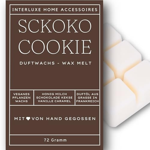 Interluxe Duftmelt Wachsmelt Schoko Cookie Duft Duftnote Schokoladenkekse angenehm duftend Waxmelt 100% pflanzlich Duftwachswürfel Wachs mit Duftöl