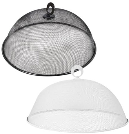 MAGICLULU Metallgitter-Lebensmittelabdeckung, 2 Stück, Outdoor-Netz, Lebensmittelzelte, Kuppel, Siebplatte, Abdeckung, 30 cm, Edelstahl, Obstfliegennetze, Picknick, Lebensmittelschirm für Tisch,