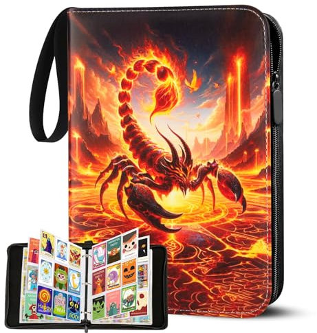 Sammelalbum für Karten Album 50 Seiten 400 Karten Kapazität,Sammelkarten Album Mappe Mit Reißverschluss,Tragbar Wasserdicht PU für Sammelheft Heft Ordner,Geschenk für Kinder (J900)