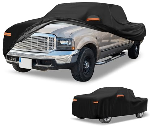 Partuto Copertura Auto Universale Impermeabile Tutte Condizioni Esterno Anti-UV Protezione Solare Antipioggia Copertura Esterna Completa 210D-PU Nera per Camion Lunghezza 243 a 250