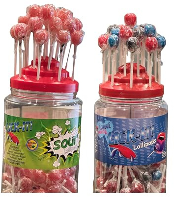 Lick-It Lollipops Bundle – 300 Sour & Tongue Painter Lollies (2 x 150 Tub) – Fun, Fruity & Colourful Sweets for Kids & Parties!