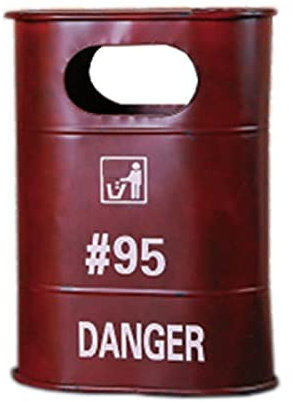ASumPio Cubo De Basura Industrial Retro De Hierro Forjado con Cenicero Superior,Rosso