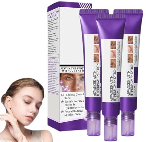 Crema Anti-Iperpigmentazione Avanzata, Crema Macchie Scure, Avanzata, Melasma per il Viso,Viso Anti-Età, Macchie Scure e Anti-Età (3 pezzi)