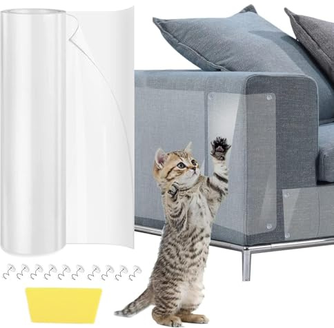 Anti Scratch Furniture Protector, 40cm x 3m Sofa Protectors From Pets Transparent Wear and Scratch Resistant Cat Scratch Deterrent Sticky Paws Tape for Carpet, Sofa, Couch, Door