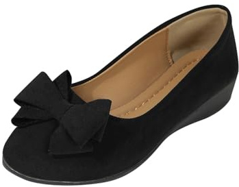 Zapatos Mujer Comodos Vestir,Zapatos Mujer de Cuña Elegantes Bailarinas de Punta Redonda con Arco Moda Fiesta Zapatillas Vestir de Ante Versátil Mocasines Ortopédicos Calzado