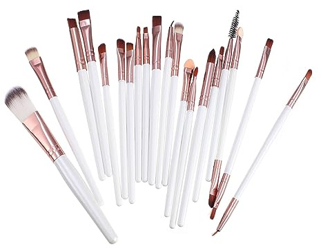 LALADEFIEE 20 piezas Kit Brochas Maquillaje Profesional con Mango de Madera Portátil Pinceles para Base Polvo Corrector y Sombras Cosmético para Rostro y Ojos Fácil Limpieza y Diario