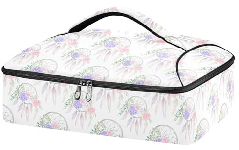 JUMBEAR Ethnic Tribal Feather Insulated Casserole Carrier for Hot or Cold Food, Lasagna Holder Tote for Potluck Parties, Picnic, Beach, Fits 9x13 Baking Dish