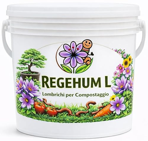 REGEHUM Lombrichi Rossi Californiani Vivi (Eisenia Fetida) – Vermicompostaggio, Orto & Giardino – Ideali per Compost, Rigenerano Terreno Sano - Produzione Humus - 100 g, 200 g, 500 g, 1.000 g.