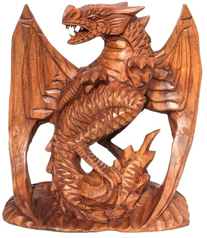 Wogeka - American Dragon - Glücks Drache aus Holz in Handarbeit geschnitzt Feng Shui Drache 04.20
