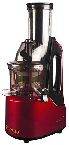 Estraggo PRO Estrattore Professionale a Freddo per Frutta e Verdura, Bocca Extralarge, 240W 60 Giri/Min Estrazione Lenta, Pulizia Facile e Silenzioso, Acciaio Temprato e Rettificato, BPA-Free (Rosso)