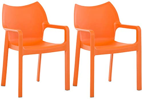 CLP Gartenstühle 2er Set, wetterfest, stapelbar, modern, mit Armlehnen, Gestell Kunststoff, Perfekt für Terrasse und Balkon, Diva, Farbe:orange