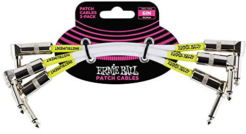 Ernie Ball Patchkabel beidseitig gewinkelt, 15,24 cm, 3er-Pack, Weiß