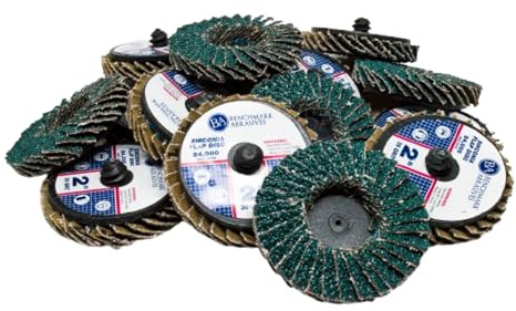 Benchmark Abrasives 2 Quick Change Zirconia Flap Disc Grinding Wheel with Male R-Type Back Design - Cleaning Finishing Deburring of Irregular Surfaces - for Die Grinder & More (10 Pack), 36 Grit