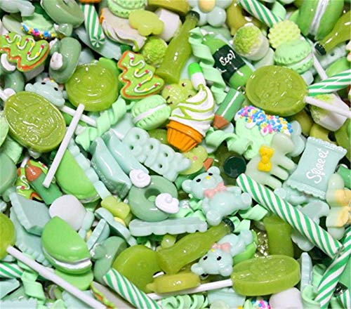 Zhiheng 30pcs Assorted Resin Candy Fruit Dessert Ice Cream Charms Flat Back Charms for Craft Accessories Scrapbooking Phone Case Decoration