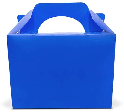 Lotus 40 x Children/Kids Plain Coloured Party Boxes Carry Food Meal Fun Picnic Birthday Wedding Favour/Baby Shower Party Halloween Trick or Treat Box Loot Bag (Royal Blue)