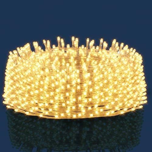 MONZANA® Cadena de Luces 400 LED Blanco Cálido 15m Mando a Distancia Resistentes al Agua Cortina de Luz Decorativa Navideña Interior Exterior