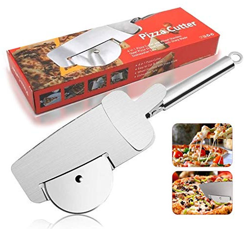 Magicdo 4-in-1 Pizzaschneider aus Edelstahl, Pizzaschneider für Zuhause – super scharf, leicht zu reinigen, spülmaschinenfest