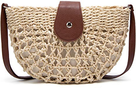 Straw Bags Crossbody Purses for Women, Tassel Straw Handbag Vintage Handwoven Bag Summer Beach Bag