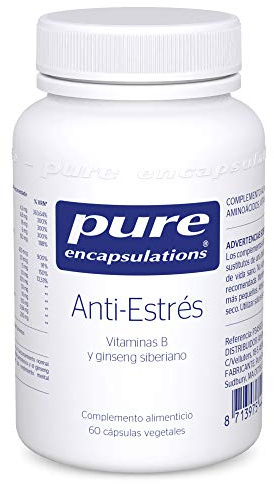 PURE ENCAPSULATIONS Anti-Stress | Vitaminas del complejo B y ginseng siberiano | Ayuda a Disminuir el Cansancio y la Fatiga y al Rendimiento Mental Normal | 60 Cápsulas Vegetales