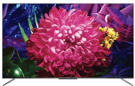 TCL 65C715 QLED Fernseher 165 cm (65 Zoll) Smart TV (4K Ultra HD, HDR 10+, Dolby Vision Atmos, Triple Tuner, Android TV, Hands-Free Voice Control, Google Assistant & Alexa, rahmenloses Metalldesign)