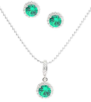 My Gold Damen Schmuckset Halskette & Ohrringe Silber 925 Sterlingsilber Komplettes Set 44cm Geschenkset Amazone Set