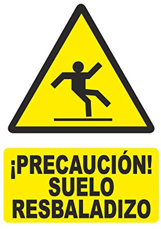Seribas Señal Precaución Suelo Resbaladizo, Cartel PVC 0,7 mm. Tamaño A4 21 x 30 cm, Homologada, Señal de Advertencia y Peligro.