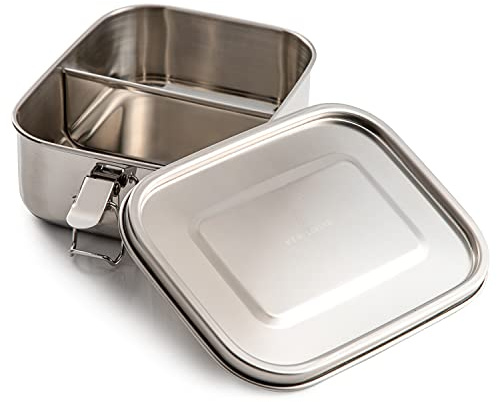 New Living Leak Proof Stainless Steel Lunch Box | Bento Box | 800ml & 1200ml | Optional Dividers | Leakproof Silicone Seal | Food Storage Container (800ml, No Divider)