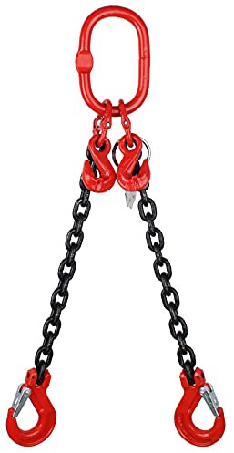 Grade 8 7.5 tonne 13mm 2 Leg Lifting Chain Sling Rigging With Latch Hooks (1mtr)
