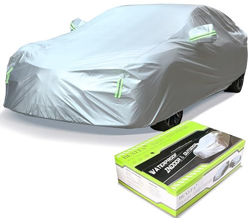 BEXITA Autoabdeckung Vollgarage Abdeckplane Auto Garage Outdoor Staubdicht Winddicht UV-Schutz Volle Autoabdeckung Universal Fit für Limousine, Size L: MAX 490cm