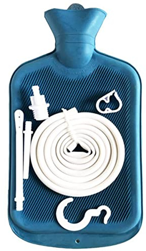 6Pcs Enema Bag Kit Includes 2L Rubber Enema Cleaner Bag ,4.9ft Hose ,Controlled Water Flow Valve ,2 Syringe Pipe ,Non-Toxic Enema Kit for Coffee Water Cleansing Colon Detox Cleanse Enemas(Blue)