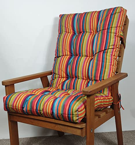 Rattani Polster für Gartenstuhl, Schaukelstuhl Sylva, Gr. 120 x 50 cm, Dralon/Teflon Caribe Stripe Red