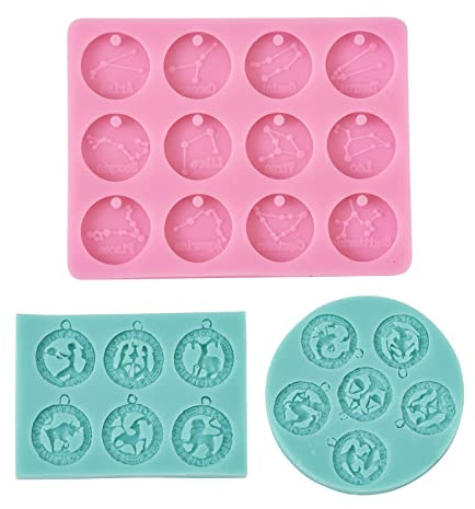 Cheriswelry Silikonformen mit 12 Sternbildern, Sternzeichen, Anhänger, Silikonformen für DIY-Schmuck, Schlüsselanhänger, Basteln, 3 Stück